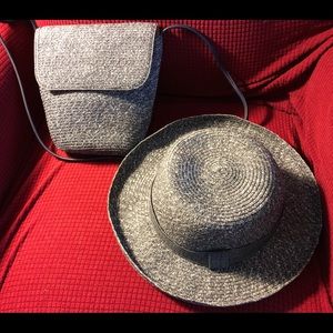 Talbots Navy Straw Hat and Bag